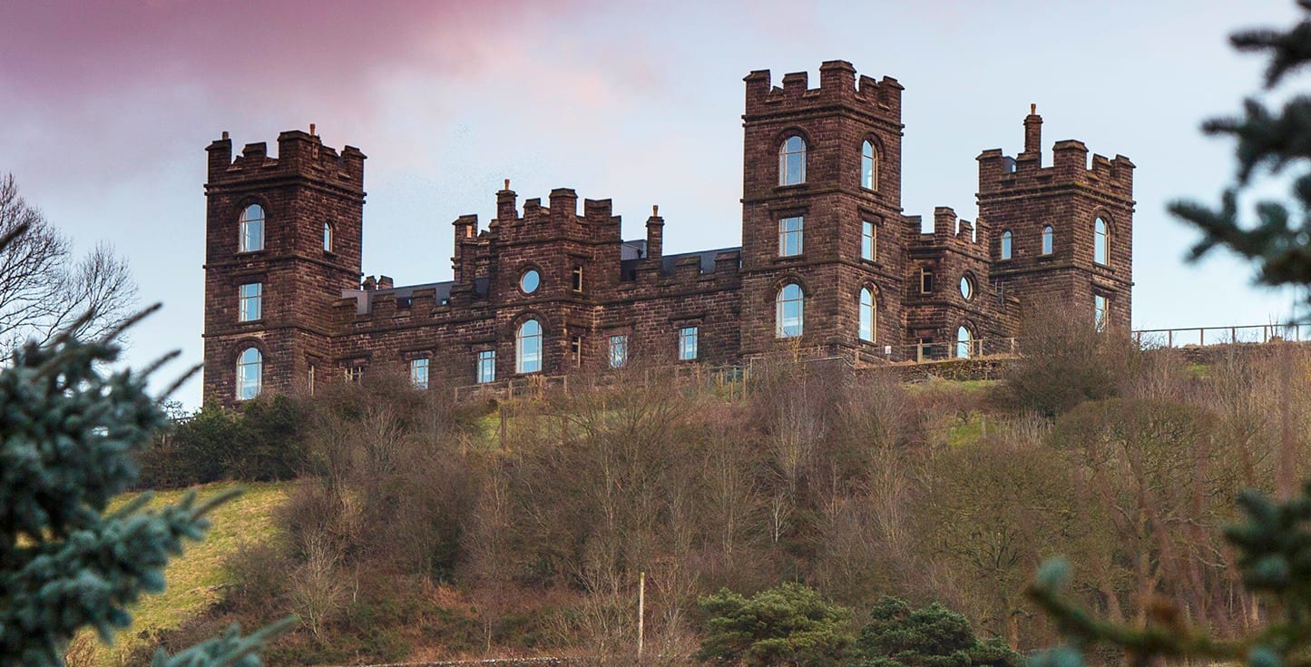 Long view of Riber castle in Matlock after Gowercroft fitted wooden windows