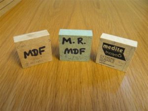 Blocks of different types of mdf wood