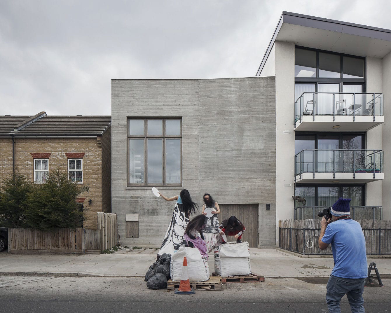 juergen teller take a strange photo outside his studio to show off his new wooden windows