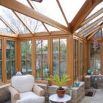 gallery conservatory from the inside showing natural wood stain