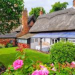 Richmond casement windows in thatched cottage teachers lodgings part of Repton School in Derby