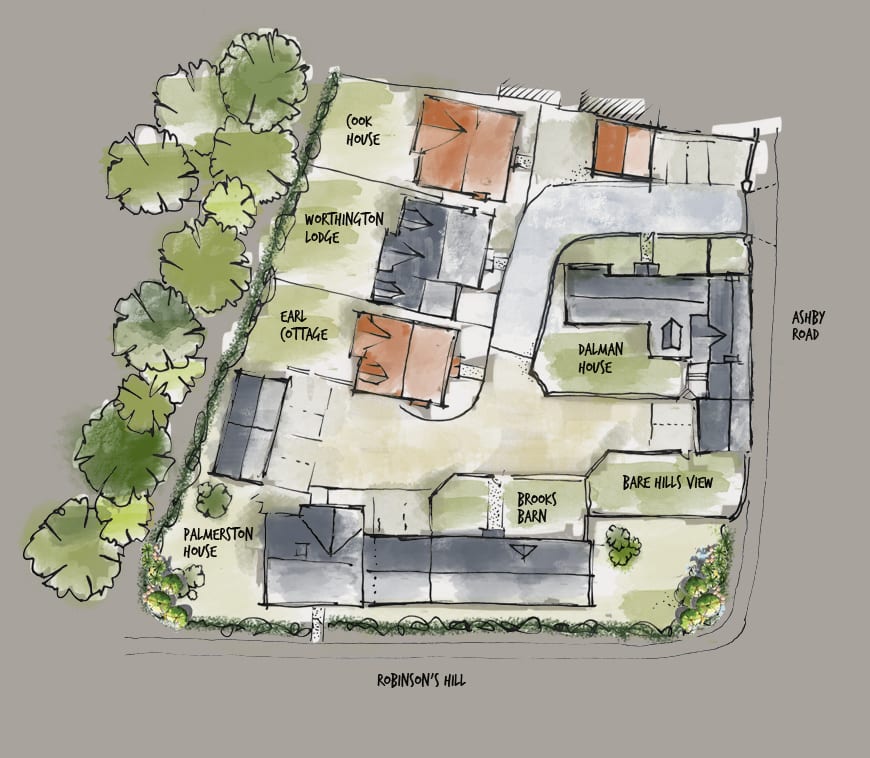 Illustrated plan of the Armsgate estate