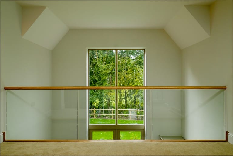 Interior view of traditional windows looking out onto the gardens at Melbourne near Derby