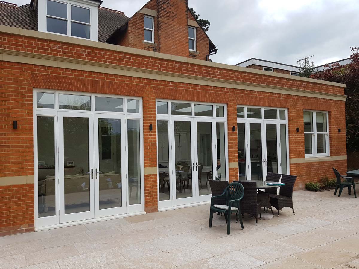 Melbourne french doors top light side light direct glazed painted white elevation