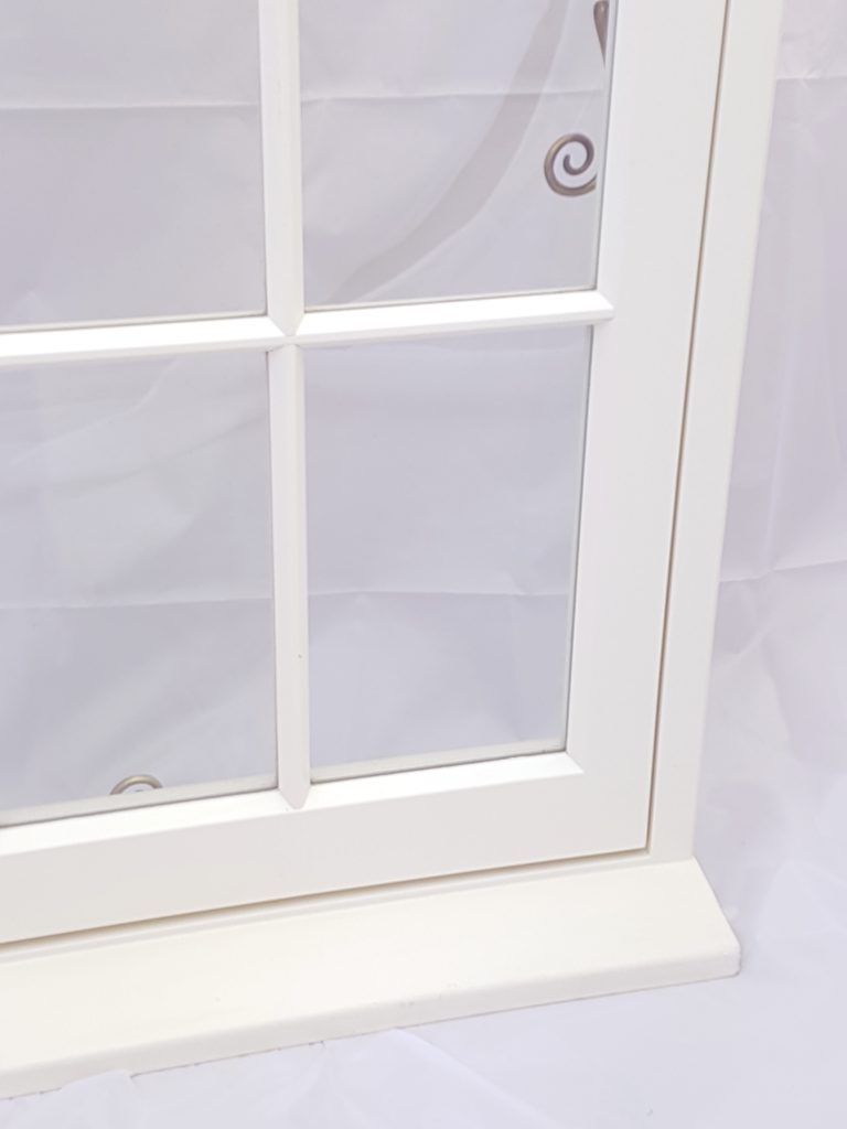 close up of astragals on spacia vacuum double glazing a perfect replacement window in a conservation area