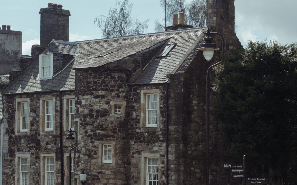 Sash and case windows in a traditional Scottish cottage