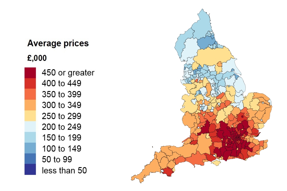 Average price by local authority for England