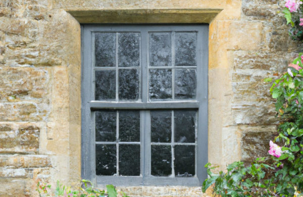 Why do people like sash windows? A shot of a traditional sash window in a stone cottage surrounded by roses
