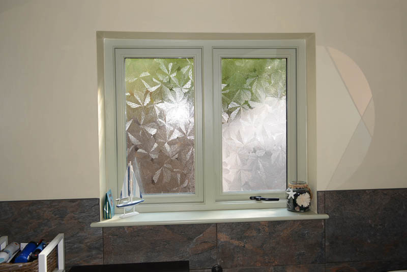 wooden windows matlock - bathroom with matching frosted glass